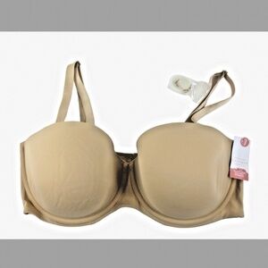 Cacique Underwire Lightly Lined Multi-way Strapless Bra 42G Beige